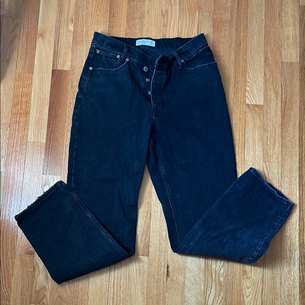 Abercrombie The Dad high rise black jeans